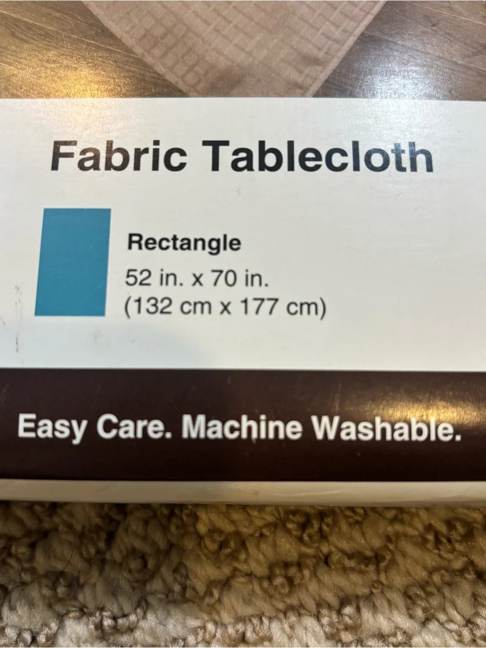 Brand new True Living Brand Beige Cloth Table Cloth 52 x 70”